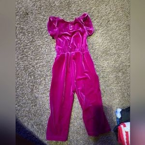 Toddler Girl Hot pink velvet romper
